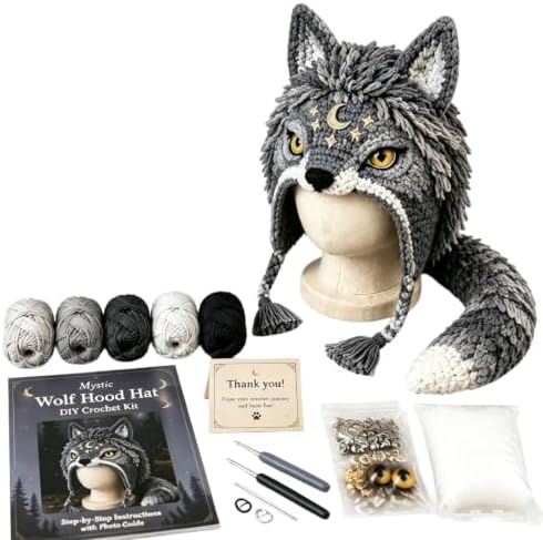 smtsmt Fantasy Hood Hat DIY Crochet Kit Series (Wolf) - Image 7