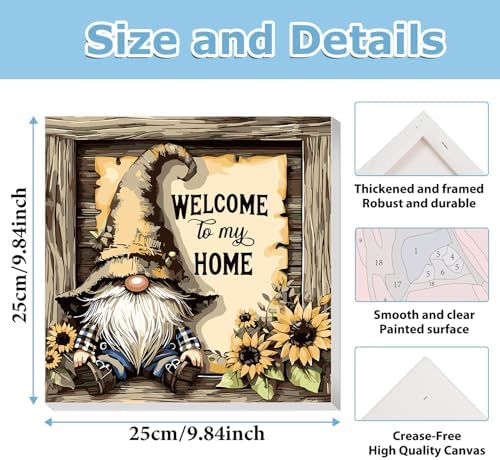 Gnome Paint by Numbers Kit for Adults Beginner, Paint by Numbers 10x10 Inch - Image 3