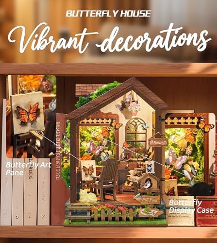 Roroom DIY Miniature House Kit, Botanical Butterfly Studio Dollhouse Kit - Image 6
