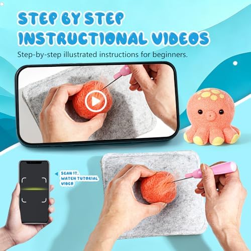 Gipony Needle Felting Kit,5Pieces Animal Making Wool Needle Felting Starter Kit with Instruction,Felting Kits for Beginners Adult,Needle Felting kit Beginner,Wool Felting kit, - Image 3