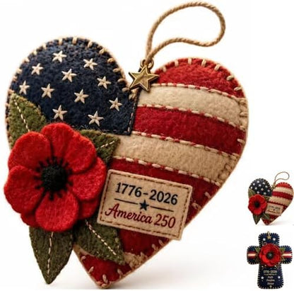 DIY Patriotic Poppy Cross Ornament Kit - 1776-2026 America 250th Anniversary Felt Craft Set - Faith Freedom Honor Embroidery Decor for Memorial Day, Independence Day,Veterans Day-Handmade Gift (Heart) by Unknown