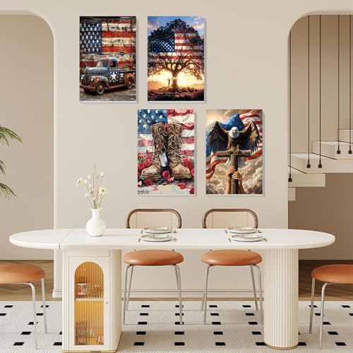 4 Pack Independence Day Paint by Numbers for Adults with Framed 8x12 inch - Image 4