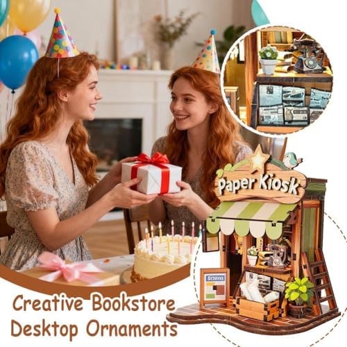 Book Nook Kit, DIY 3D Wooden Puzzles for Adults Teens Beginners, Miniature Doll House Tiny House Kit with led Lights for Bookshelf Decor Gifts for Bookish Bookworm,Birthday,Family,Friends (Food) - Image 6