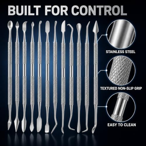 TAURISH 12 Piece Stainless Steel Wax Carver Tool Set Double Ended - Image 3