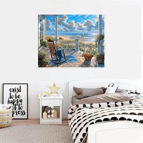 Clendo Landscape Paint by Numbers Kit for Adults Beginners, Beach Adult Paint by Numbers on Canvas, Acrylic Painting Crafts for Home Decor (16x20inch) - Image 5