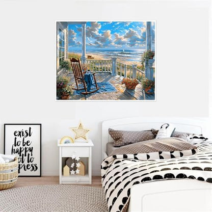 Clendo Landscape Paint by Numbers Kit for Adults Beginners, Beach Adult Paint by Numbers on Canvas, Acrylic Painting Crafts for Home Decor (16x20inch) - Image 5