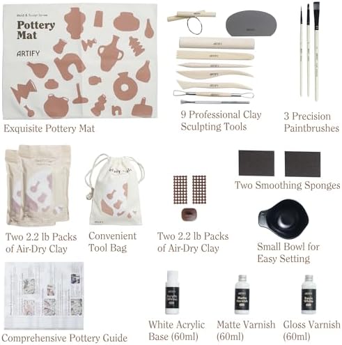 ARTIFY Air Dry Clay Kit for Adults, DIY Pottery Craft Airdry Tool Kit at Home, Art Hobby Clay Sculpting Modeling Making, Date Night Couples Family Beginners Valentines Day Gifts - Image 2