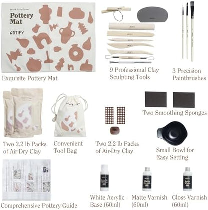 ARTIFY Air Dry Clay Kit for Adults, DIY Pottery Craft Airdry Tool Kit at Home, Art Hobby Clay Sculpting Modeling Making, Date Night Couples Family Beginners Valentines Day Gifts - Image 2