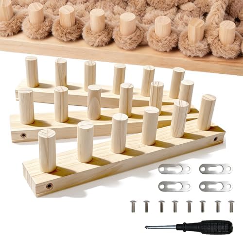 LARIAU Chunky Knitting Blankets Loom, Thick Yarn Knitting Loom for Beginners, 11.6" to 35" Long Wooden Adjustable & Foldable & Portable Design DIY Machine, Birthday Gifts for Knitting Lover by LARIAU