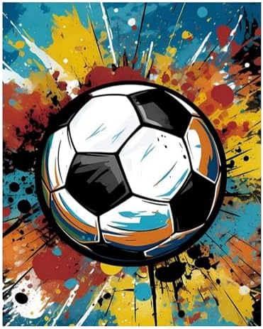 Reivworl Soccer Paint by Numbers Kit for Adults Beginner, 16" Wx20 L Soccer Paint by Number for Adult, Acrylic Painting Kits with Canvas for Gifts and Wall Decor by Reivworl