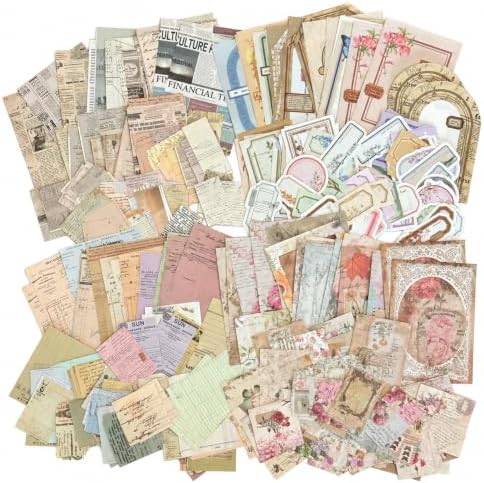 400Pcs Vintage Scrapbooking Kit, Paper Stickers Set by Unknown