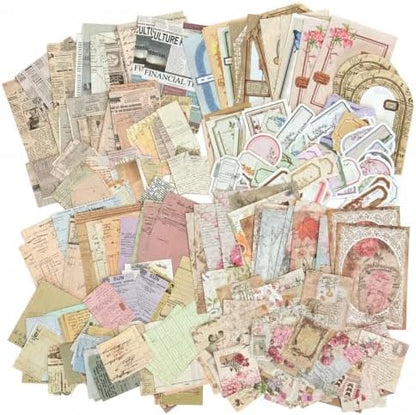 400Pcs Vintage Scrapbooking Kit, Paper Stickers Set by Unknown