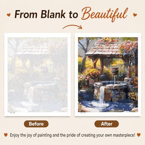 AUKELHJ Paint by Numbers Kit for Adults Beginner, Water Well, 16X20 Inch - Image 4