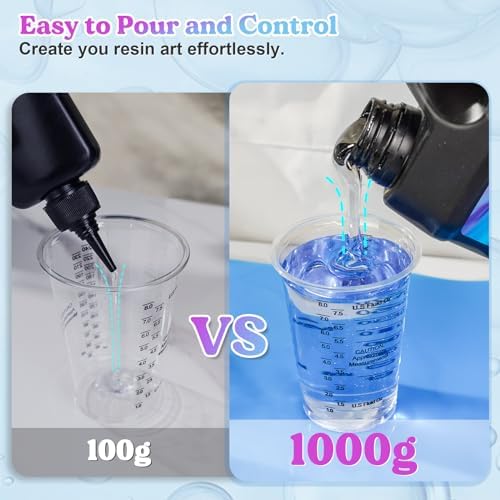 LET'S RESIN 1,000g Crystal Clear UV Resin Hard and 12-Color UV Resin with All-Inclusive Keychain Making Kit - Image 4