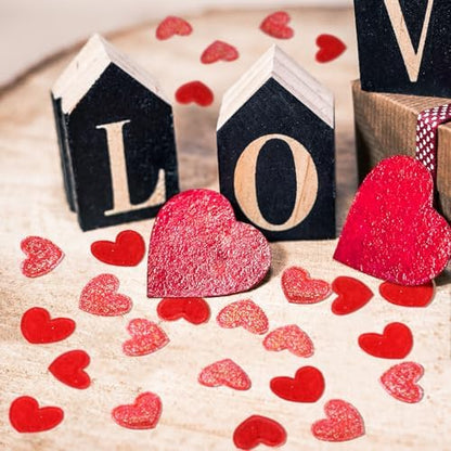 Tatuo 300 Pcs Valentine's Day Felt Hearts Decoration Glitter Felt Hearts Confetti Mini Heart Shapes Decorative Confetti for DIY Crafts Valentines Wedding Party Decor(Red) - Image 4