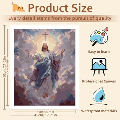 Reivworl Jesus Paint by Numbers Kit for Adults, Jesus Paint by Number for Adults, Painting by Number Kits for Gifts and Wall Decor 16x20Inch - Image 4