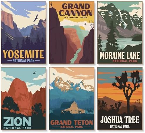 Offito 6 Pack Paint by Numbers Kit for Adults, National Park, 10x14 Inch by Offito