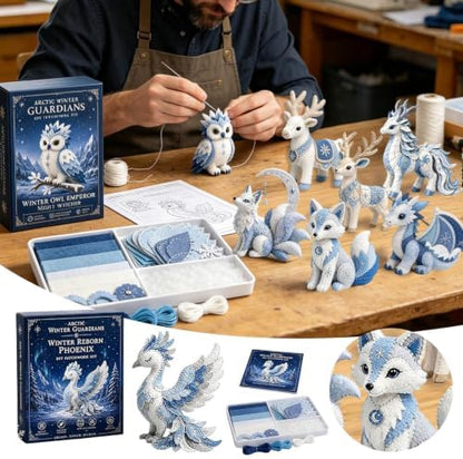 ROTORS Arctic Winter Guardians DIY Patchwork Kit, Pre Cut Felt Animal Sewing Kit, 3D Stuffed Creature Craft Set, Handmade Home Decor Gift for Beginners (Blue-I) - Image 5