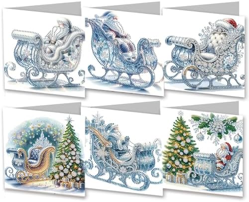 DIY Diamond Greeting Cards Set Christmas, 5D DIY Diamond Art Painting Greeting Card, DIY Christmas Card Making Kits for Family Friends Handmade Gift-#35-Ice Sled by Unknown
