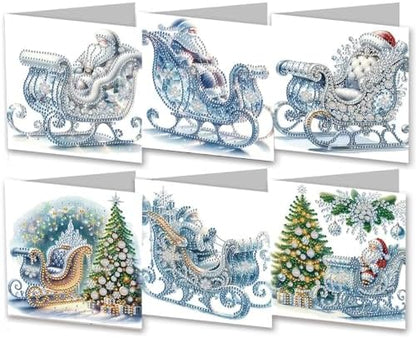 DIY Diamond Greeting Cards Set Christmas, 5D DIY Diamond Art Painting Greeting Card, DIY Christmas Card Making Kits for Family Friends Handmade Gift-#35-Ice Sled by Unknown
