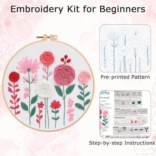 Nuberlic Floral Embroidery Kit for Beginners Adults - Image 4
