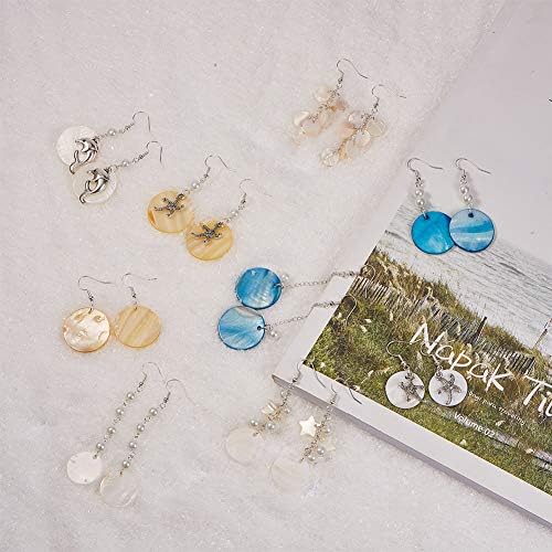 SUNNYCLUE 1 Box DIY 10 Pairs Natural White Sea Shell Drop Dangle Earrings Making Starter Kit Round Seashell Charm Pendants Earring Hook for Art Craft Projects Silver, Instruction - Image 5