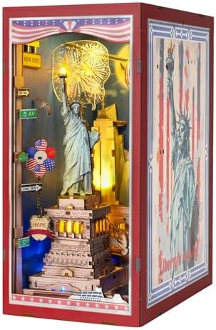 Book Nook Kit for Bookshelf — Arcane Spire Magical Castle 3D Wooden Puzzle, DIY Miniature Dollhouse with LED Lights, Fantasy Book Shelf Insert Decor (Liberty's Legacy) by GATTLELIC