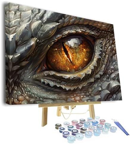 TUMOVO Dragon Eye Framed Paint by Numbers for Adults, Animal Paint by Numbers Kit for Beginner, DIY Acrylic Paint by Numbers Kits on Canvas, Eye Oil Painting Kits Drawing Paintwork 16"x20" by TUMOVO