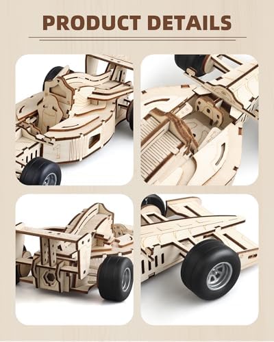 3D Wooden Puzzles for Adults, Formula 1 Racing Car Kit 66pcs - Image 4