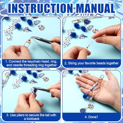 Nosiny 530 Pcs DIY Cheer Charms Keychain Making Kit - Image 4