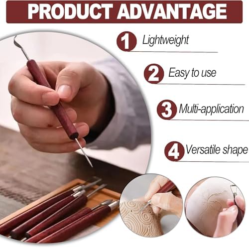 LINPHCEY 6-Piece Clay Sculpting Tools Set Perfect for Polymer Air Dry Modeling Clay Beginners & Professionals Ideal for DIY Pottery & Ceramics Tools for Clay Sculpting & Crafting - Image 4