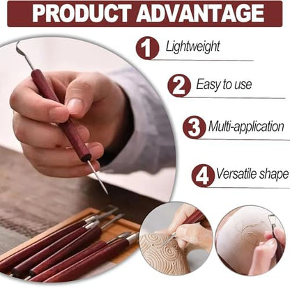 LINPHCEY 6-Piece Clay Sculpting Tools Set Perfect for Polymer Air Dry Modeling Clay Beginners & Professionals Ideal for DIY Pottery & Ceramics Tools for Clay Sculpting & Crafting - Image 4