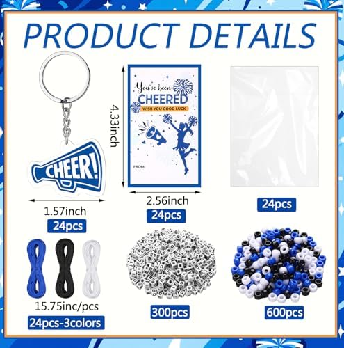 Suncalla 996 Pcs 24 Set Cheer Keychain Making Kit DIY Key Chain Crafts Gift - Image 3