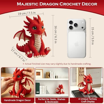 Morcolplus Dragon Crochet Kit for Adults, Advanced Fantasy Amigurumi Crochet Kit with Step-by-Step Video Tutorials, Updated Instructions and All Materials Included, DIY Yarn Craft Gift (Red) - Image 5