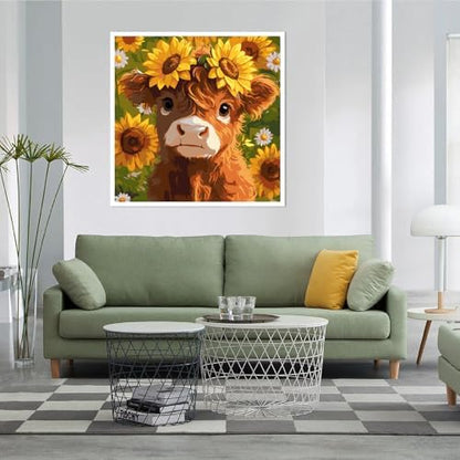 AALBLAC Cow Paint by Numbers Kit for Adults Beginners, Highland Cow Flower Paint by Number for Adults, Easy Animal Acrylic Painting by Numbers for Home Wall Decoration (16x16 inch) - Image 3
