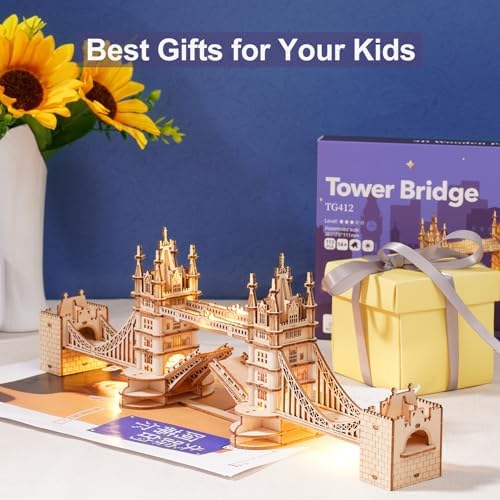Rowood 3D Puzzles for Adults,DIY Wooden Model Kits for Adults to Build,Birthday London Tower Bridge - Image 4