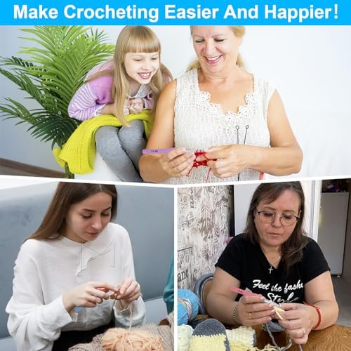 Large Crochet Hooks 5 Sizes Crochet Hook Set, 29 Pack Yarn Needle Kits for Beginners, Knitting Needles with Ergonomic Handles for Arthritic Hands, 6.5mm 7.0mm 8.0mm 9.0mm 10.0mm Crochet Needle Kit - Image 6