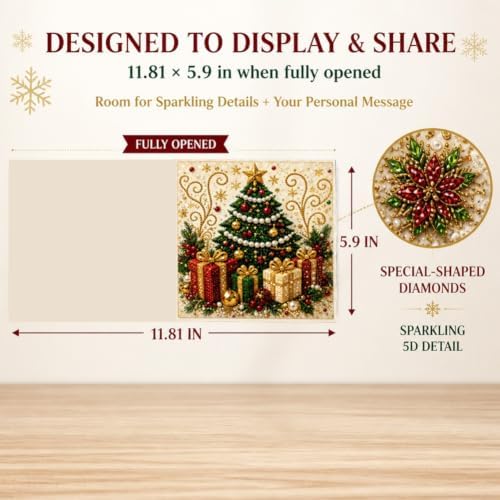 Diamond Art Painting Christmas Cards 6 Pack, 5D DIY Gem Greeting Card Kits - Image 5