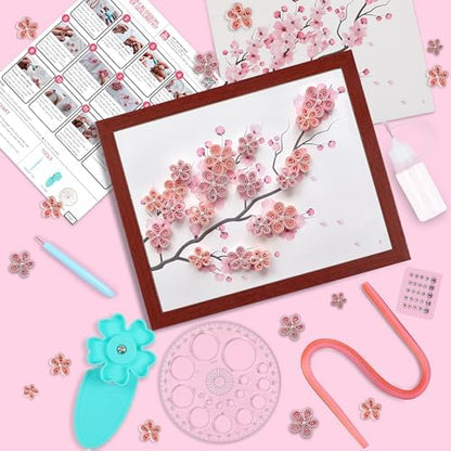 MY CREATIVE CAMP Paper Quilling Kit for Beginners – DIY Craft Kit for Kids, Teens & Adults with Tools, Instructions & Storage, Creative Art Projects & Wall Décor (Cherry Blossom Kit) - Image 6