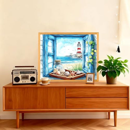 AIRDEA Lighthouse Paint by Numbers for Adults 16x20in Landscape Painting by Number Kits for Beginner Frameless Easy Acrylic Oil Painting on Canvas with Paints and Brushes - Image 2
