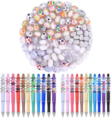 Aipridy Large Hole European Beads, Craft Supplies Kit，Assorted Mixed Color Lampwork Spacer Beads for DIY Bracelet Jewelry Making (100, White) - Image 2