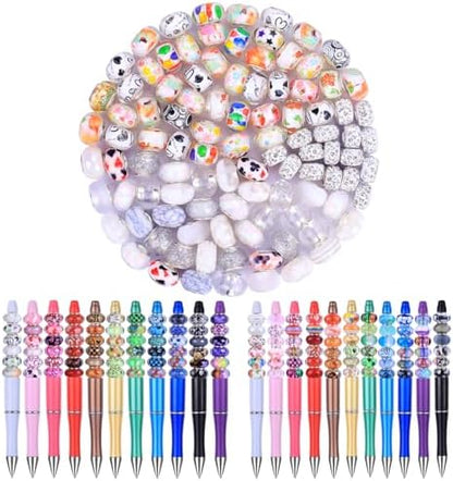 Aipridy Large Hole European Beads, Craft Supplies Kit，Assorted Mixed Color Lampwork Spacer Beads for DIY Bracelet Jewelry Making (100, White) - Image 2