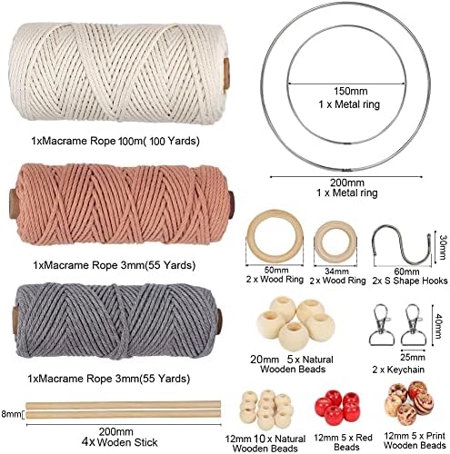 UHAPEER Macrame Kits for Adults Beginners with 656 Feet 3 mm Cotton Cord - Image 2
