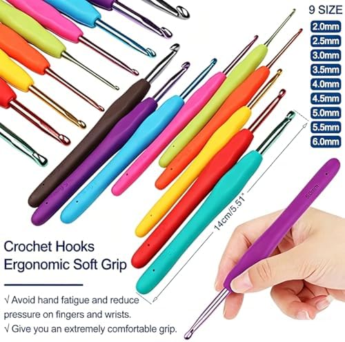 Hntess 118Pcs Crochet Kit for Beginners, Premium Knitting & Crochet Supplies Set with 12 Yarn Spools, 21 Crochet Hooks, 6 Sewing Needles & Storage Case, Complete Starter Crochet Kit for Adults - Image 3