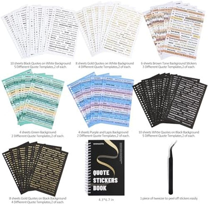 2500+ Pcs Word Stickers for Journaling, 50 Sheets Quote Sticker Gold Foil Art Scrapbook Supplies for Junk Journal, Scrapbooking Supplies for Bullet Journal Craft Small Talk Stickers for DIY Gift Card - Image 2
