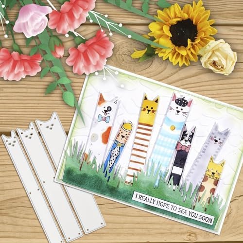Lapoo Cutting Die for Scrapbooking, 3D Backgrounds Frame New Cutting Dies DIY Album Card Making Decor Paper Craft Metal Die Cuts Party Decorations (Cat Note 3.9 x 1.8 in) - Image 2