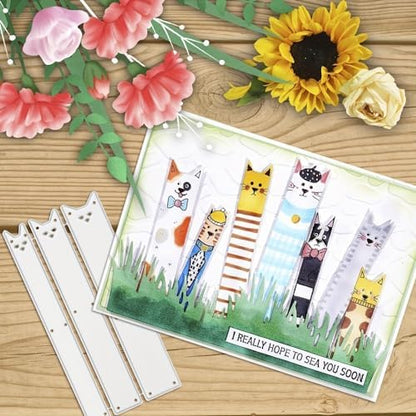 Lapoo Cutting Die for Scrapbooking, 3D Backgrounds Frame New Cutting Dies DIY Album Card Making Decor Paper Craft Metal Die Cuts Party Decorations (Cat Note 3.9 x 1.8 in) - Image 2