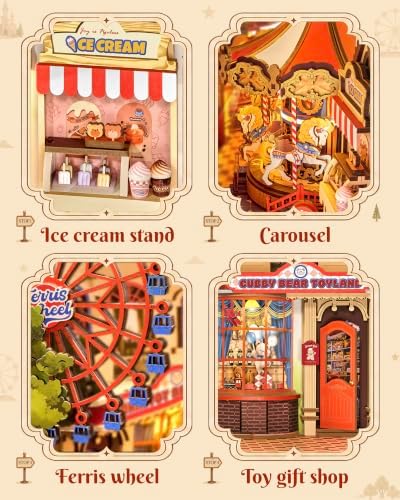 Rolife DIY Book Nook Kits for Adults- Fairytale Amusement Park- 3D Wooden Puzzle Booknook for Bookshelf Decor, Creative DIY Miniature Dollhouse Kits, DIY Crafts/Gifts for Adults, Teens & Book Lovers - Image 5