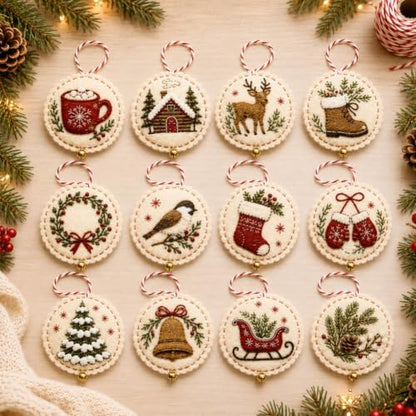 DIY Felt Christmas Ornament Kit,Hand Embroidery Christmas Ornaments kit by Unknown