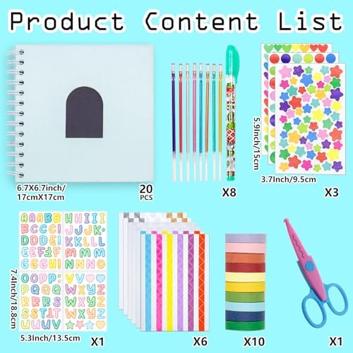 Kid Scrapbook DIY Photo Album Hard Cover Scrapbook Kit for Kids Instant Camera Print Paper with DIY Accessories (Blue) - Image 2